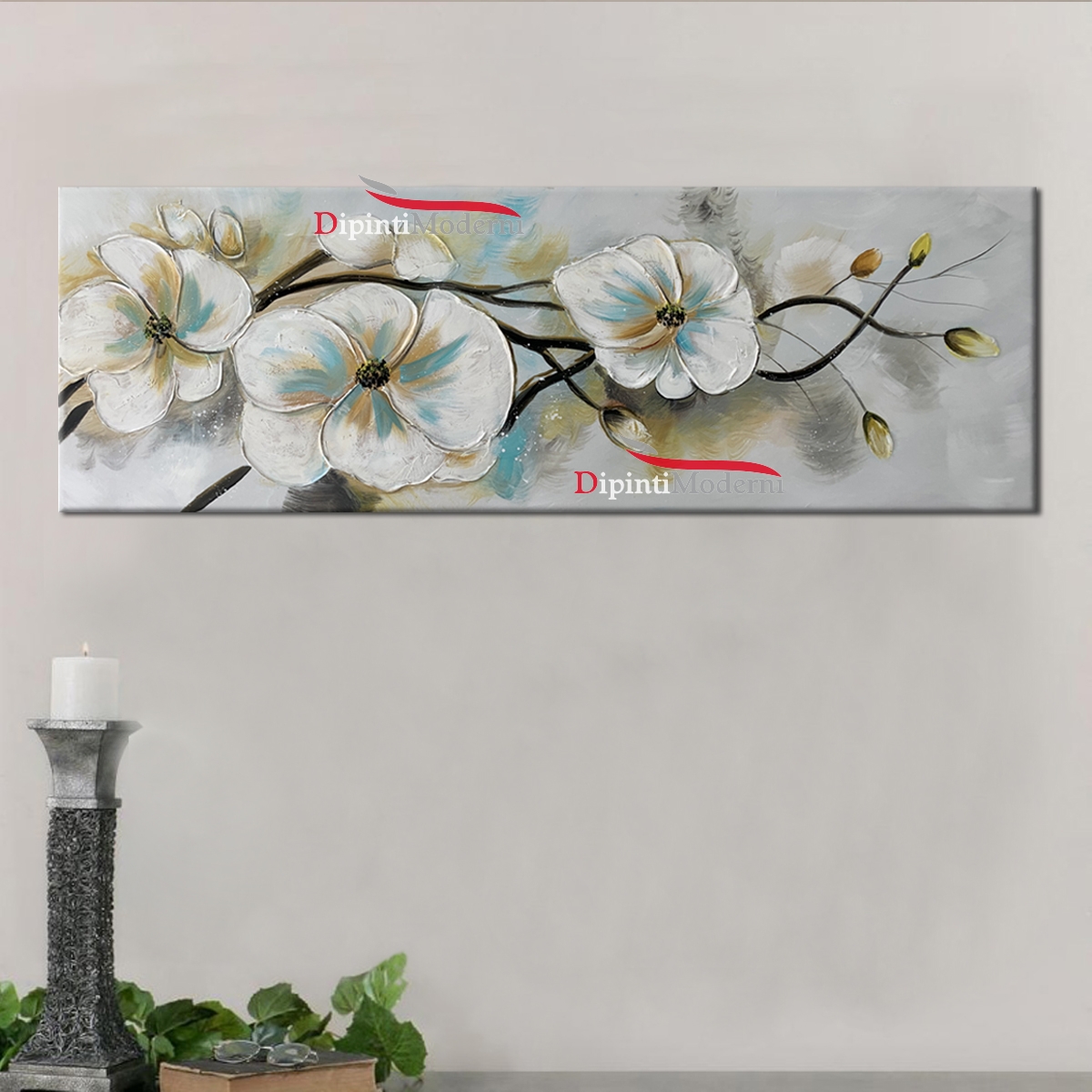 Dipinti moderni ramo fiori bianchi per la cucina - Dipinti Moderni